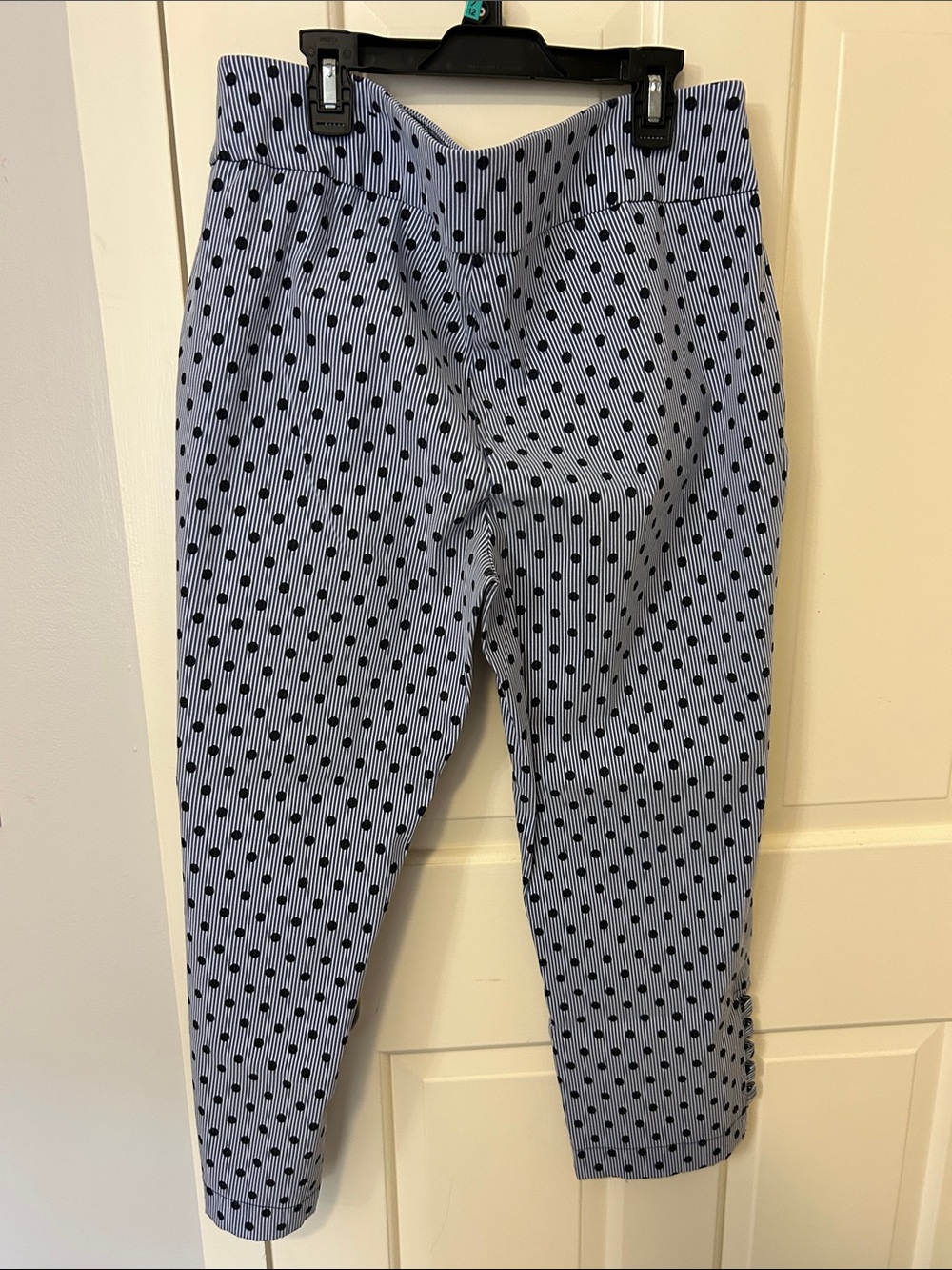 Attyre Light Blue Pinstripe Pants with Navy Polka Dots
